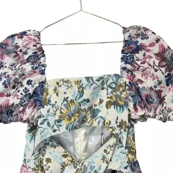 NWOT Autumn Adeigbo Liadan Floral Jacquard Twist Front Romper Jumpsuit XS l US 2 - Picture 10 of 10